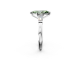 White gold Fancy Green Marquise  Cut Diamond Solitaire Ring with Tapered Baguette Accents and Four-Prong Setting_81