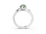 White gold Fancy Green Marquise  Cut Diamond Solitaire Ring with Tapered Baguette Accents and Four-Prong Setting_82
