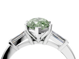 White gold Fancy Green Marquise  Cut Diamond Solitaire Ring with Tapered Baguette Accents and Four-Prong Setting_83