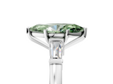 White gold Fancy Green Marquise  Cut Diamond Solitaire Ring with Tapered Baguette Accents and Four-Prong Setting_84