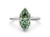 White gold Fancy Green Marquise Cut Diamond Solitaire Ring with Thin Band and Prong Setting_25