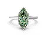 White gold Fancy Green Marquise Cut Diamond Solitaire Ring with Thin Band and Prong Setting_31