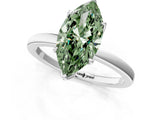White gold Fancy Green Marquise Cut Diamond Solitaire Ring with Thin Band and Prong Setting_32