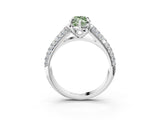 White gold Fancy Green Marquise Cut Diamond Solitaire Ring with Three-Row Pavé Band and Four-Prong Setting_52