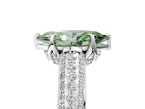 White gold Fancy Green Marquise Cut Diamond Solitaire Ring with Three-Row Pavé Band and Four-Prong Setting_53