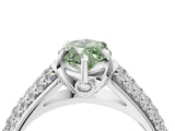 White gold Fancy Green Marquise Cut Diamond Solitaire Ring with Three-Row Pavé Band and Four-Prong Setting_53