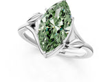 White gold Fancy Green Marquise Cut Diamond Solitaire Ring with Twist Band and Four-Prong Setting_100