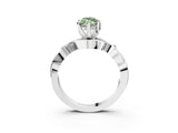 White gold Fancy Green Marquise Cut Diamond Solitaire Ring with Twisted Band and Prong Setting_248