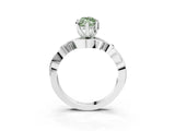 White gold Fancy Green Marquise Cut Diamond Solitaire Ring with Twisted Band and Prong Setting_272