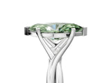 White gold Fancy Green Marquise Cut Diamond Solitaire Twist Band Prong Setting Ring_84