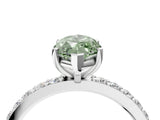 White gold Fancy Green Marquise  Cut Diamond Solitaire with Pave Band and Four-Prong Setting 4