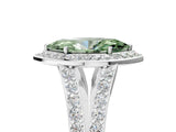 White gold Fancy Green Marquise Cut Diamond Split Shank Halo Ring with Four-Prong Setting_75
