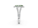White gold Fancy Green Marquise Cut Diamond Split Shank Halo Ring with Four-Prong Setting_78