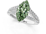 White gold Fancy Green Marquise Cut Diamond Split Shank Pavé Engagement Ring with Four-Prong Setting_123