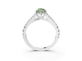 White gold Fancy Green Marquise Cut Diamond Split Shank Pavé Engagement Ring with Four-Prong Setting_126