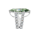 White gold Fancy Green Marquise Cut Diamond Split Shank Pavé Engagement Ring with Four-Prong Setting_127