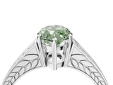 White gold Fancy Green Marquise Cut Diamond Split Shank Ring with Pavé Band and Four-Prong Setting_100