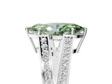 White gold Fancy Green Marquise Cut Diamond Split Shank Ring with Pavé Band and Four-Prong Setting_101