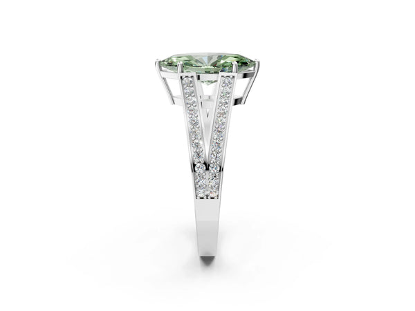 Platinum Marquise Pave Split Shank Engagement Ring Setting for Fancy Green Center