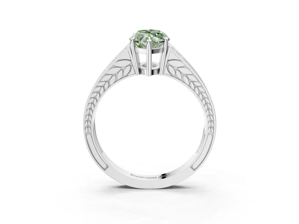 Platinum Marquise Pave Split Shank Engagement Ring Setting for Fancy Green Center