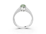White gold Fancy Green Marquise Cut Diamond Split Shank Ring with Pavé Band and Four-Prong Setting_99