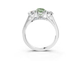 White gold Fancy Green Marquise Cut Diamond Three-Stone Engagement Ring with Prong Setting and Pavé Band_3