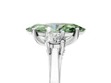 White gold Fancy Green Marquise Cut Diamond Three-Stone Engagement Ring with Prong Setting and Pavé Band_5