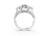 White gold Fancy Green Marquise Cut Diamond Three-Stone Ring with Channel Set Band and Four-Prong Setting_84