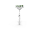 White gold Fancy Green Marquise Cut Diamond Three-Stone Ring with Pear  Side Stones and Prong Setting_122