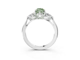White gold Fancy Green Marquise Cut Diamond Three-Stone Ring with Pear  Side Stones and Prong Setting_123
