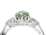 White gold Fancy Green Marquise Cut Diamond Three-Stone Ring with Pear  Side Stones and Prong Setting_124