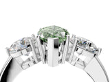 White gold Fancy Green Marquise Cut Diamond Three-Stone Ring with Prong Setting and Classic Band_127