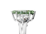 White gold Fancy Green Marquise Cut Diamond Three-Stone Ring with Prong Setting and Classic Band_128