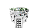 White gold Fancy Green Marquise Cut Diamond Three-Stone Ring with Prong Setting and Textured Band_17