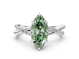 White gold Fancy Green Marquise  Cut Diamond Twist Band Solitaire with Prong Setting_55