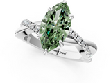 White gold Fancy Green Marquise  Cut Diamond Twist Band Solitaire with Prong Setting_56