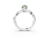White gold Fancy Green Marquise  Cut Diamond Twist Band Solitaire with Prong Setting_58