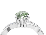 White gold Fancy Green Marquise  Cut Diamond Twist Band Solitaire with Prong Setting_59