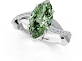 White gold Fancy Green Marquise  Cut Diamond Twisted Band Engagement Ring with Prong Setting_4
