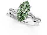 White gold Fancy Green Marquise  Cut Diamond Twisted Band with Pavé Setting and Four-Prong Setting_21