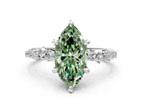 White gold Fancy Green Marquise  Cut Diamond Vine Band with Four-Prong Setting_76