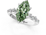 White gold Fancy Green Marquise  Cut Diamond Vine Band with Four-Prong Setting_77