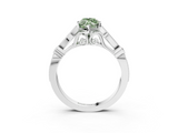 White gold Fancy Green Marquise  Cut Diamond with Milgrain Marquise and Bezel Accents on a Solitaire Band with Prong Setting_210