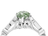 White gold Fancy Green Marquise  Cut Diamond with Milgrain Marquise and Bezel Accents on a Solitaire Band with Prong Setting_211