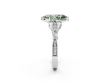 White gold Fancy Green Marquise  Cut Diamond with Milgrain Marquise and Bezel Accents on a Solitaire Band with Prong Setting_214