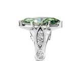 White gold Fancy Green Marquise  Cut Diamond with Milgrain Marquise and Bezel Accents on a Solitaire Band with Prong Setting_217