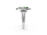 White gold Fancy Green Marquise  Cut Double Halo Diamond Engagement Ring with Pave Band and Four-Prong Setting_107