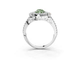White gold Fancy Green Marquise  Cut Double Halo Diamond Engagement Ring with Pave Band and Four-Prong Setting_108