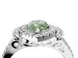 White gold Fancy Green Marquise  Cut Double Halo Diamond Engagement Ring with Pave Band and Four-Prong Setting_109