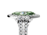 White gold Fancy Green Marquise  Cut Double Halo Diamond Engagement Ring with Pave Band and Four-Prong Setting_110